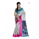 White Striped Supernet Saree
