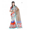 White Checkered Supernet Saree