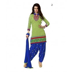 Party Light Green Solid Chanderi Semi-Stitched Salwar Kameez