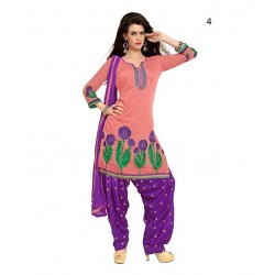 Party Light pink Solid Chanderi Semi-Stitched Salwar Kameez