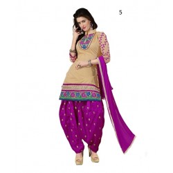 Party Brown Solid Chanderi Semi-Stitched Salwar Kameez