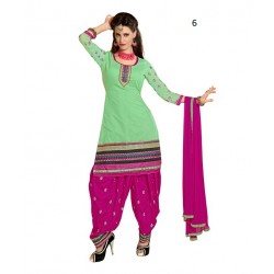Party Light Green Solid Chanderi Semi-Stitched Salwar Kameez