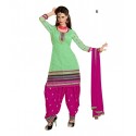 Party Light Green Solid Chanderi Semi-Stitched Salwar Kameez