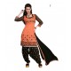 Party Orange Solid Chanderi Semi-Stitched Salwar Kameez