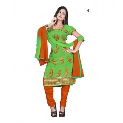 Solid Green Chanderi Dressmaterial