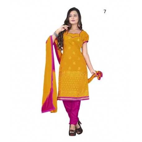 Solid Orange Chanderi Dressmaterial