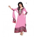 Pink Floral Print Pure Georgette Semi-Stitched Salwar Kameez/Palazzo