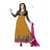 Brown Floral Print Pure Georgette Semi-Stitched Salwar Kameez