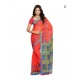 Red Geometric Print Chiffon Saree