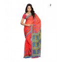 Red Geometric Print Chiffon Saree