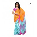 Yellow Printed Chiffon Saree