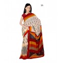 Beige Printed Chiffon Saree