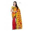 Yellow Printed Faux Georgette Saree