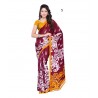 Maroon Floral Print Faux Georgette Saree