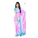 Light Pink Floral Print Georgette Saree