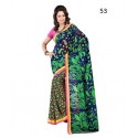 Blue Solid Faux Georgette Saree
